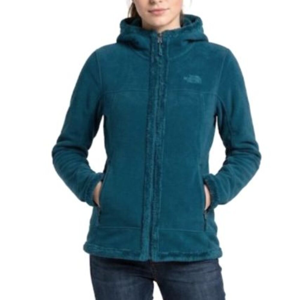 The North Face Women's Teal Blue Plush Fleece Hooded Full Zip Jacket Size M